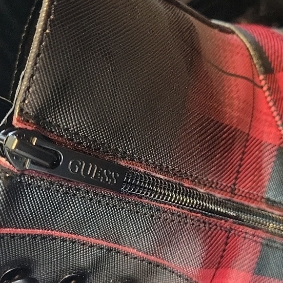 GUESS Red and Black Plaid Boots New In Box - Picture 4 of 16